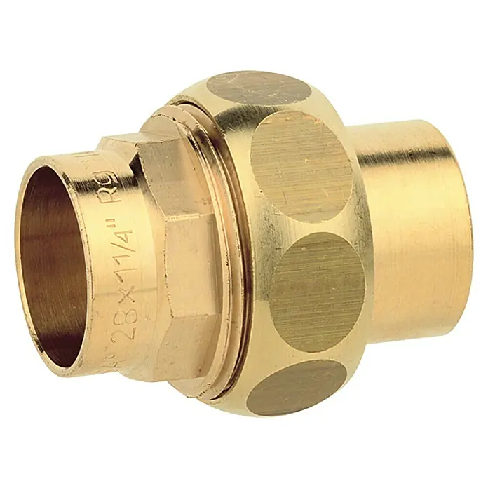 Rohrverschraubung 4340g - Durchmesser: 22 mm - Messingverschraubung mit den Abmessungen 28 x 1 1/4 Zoll RG, ideal für sichere und dichte Verbindungen in Sanitär- und Heizungsanlagen.