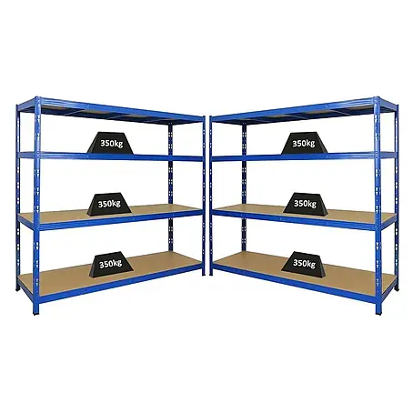 Mega Deal | 2x Profi Schwerlastregal GOLIATH | HxBxT 180x200x60cm | Fachlast 350kg | Blau