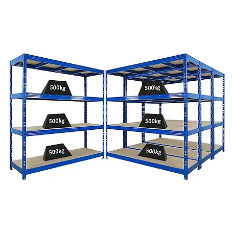Set Deal 4x Profi Schwerlastregal Rhino 200x200x60cm 4 Böden 500kg Blau
