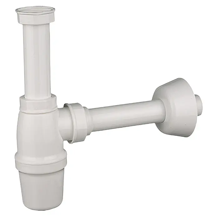 Admiral Waschtisch-Siphon - 1 ¼″, Durchmesser: 32 mm, Kunststoff, Weiß - Abflussrohr: Ein weißes Siphon, das typischerweise unter Waschbecken installiert wird, um Gerüche zu blockieren und Ablagerungen aufzufangen.