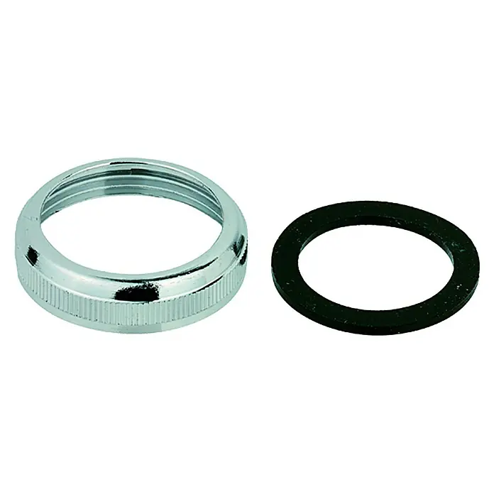 Rändelmutter - 1 ¼″, Verchromt - Verchromte Überwurfmutter und Dichtung. Ideal für Sanitärinstallationen und Reparaturen, sorgt für dichte Verbindungen.
