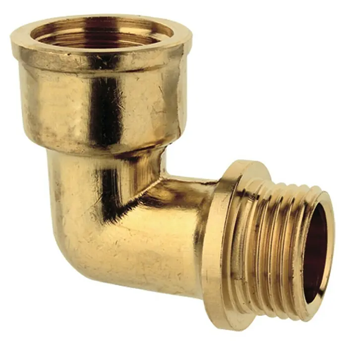 Winkel IA - ¾″, Messing, Blank - Messing-Winkelstück mit Innengewinde und Außengewinde, ideal für Sanitär- und Heizungsinstallationen, robust und langlebig.