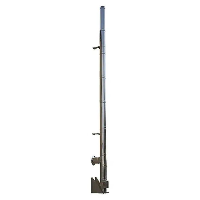 Edelstahl-Außenkamin - Durchmesser: 180 mm, Gesamtlänge: 4,8 m, Edelstahl - Edelstahl-Schornsteinanlage mit mehrteiligem Rohrdesign und stabilen Halterungen.