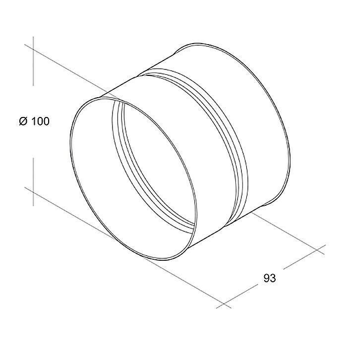 Air-Circle Wickelfalzrohr-Muffe (Durchmesser: 100 mm, Stahlblech)