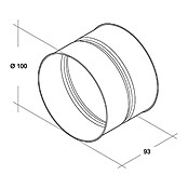 Air-Circle Wickelfalzrohr-Muffe (Durchmesser: 100 mm, Stahlblech)