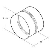 Air-Circle Spojnica za ventilacijsku cijev (Promjer: 125 mm, Čelični lim)