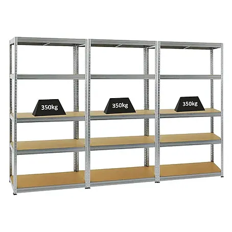 MegaDeal 3xSchwerlastregal Slim Elephant S 180x90x45 5 Böden 350kg Verzinkt