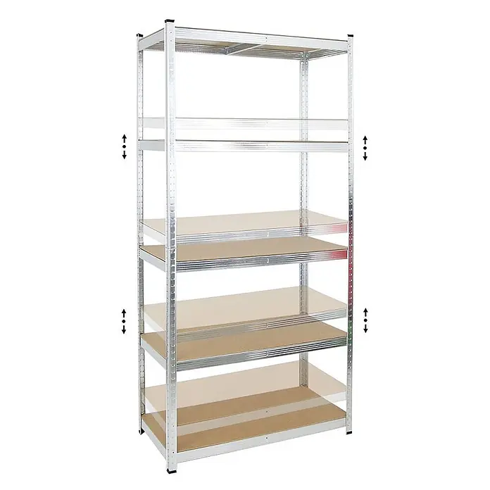 PROREGAL Schwerlastregal Giant Ragnar HxBxT 200 x 100 x 50 cm 5 MDF-Platten-Ebenen Fachlast 175 kg Verzinkt -  - Verzinktes Metallregal mit fünf höhenverstellbaren Holzfachböden.