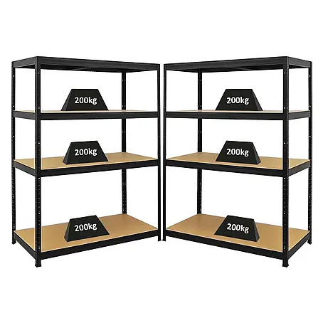 Mega Deal | 2x Schwerlastregal Big Elephant | HxBxT 160x120x60cm | Fachlast 200kg | Schwarz