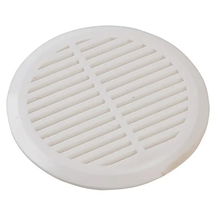 Air-Circle Mauerlüfter - 50 mm, Weiß, 4 Stk. - Runde weiße Lüftungsabdeckung mit Lamellen zur Belüftung von Räumen und zur Verhinderung von Staubansammlungen.