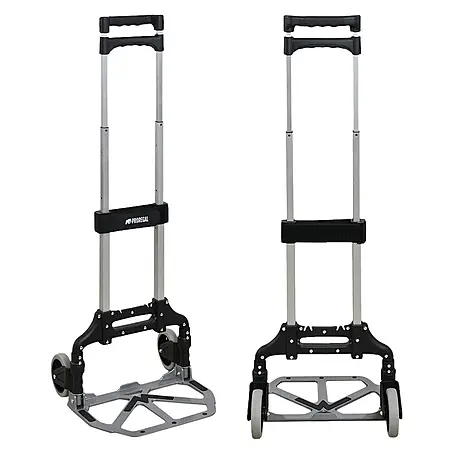 Klappbare Profi-Alu-Sackkarre ELEPHANT | Traglast 70kg | HxBxT 110x39x42cm | Aluminiumrahmen, ergonomische Griffe, pannensichere Vollgummibereifung | Silber | Transportkarre Staplerkarre Karrenwagen