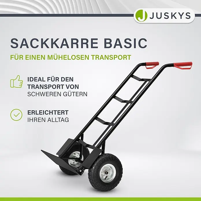 Sackkarre Basic in schwarz mit roten Griffen klappbar - 