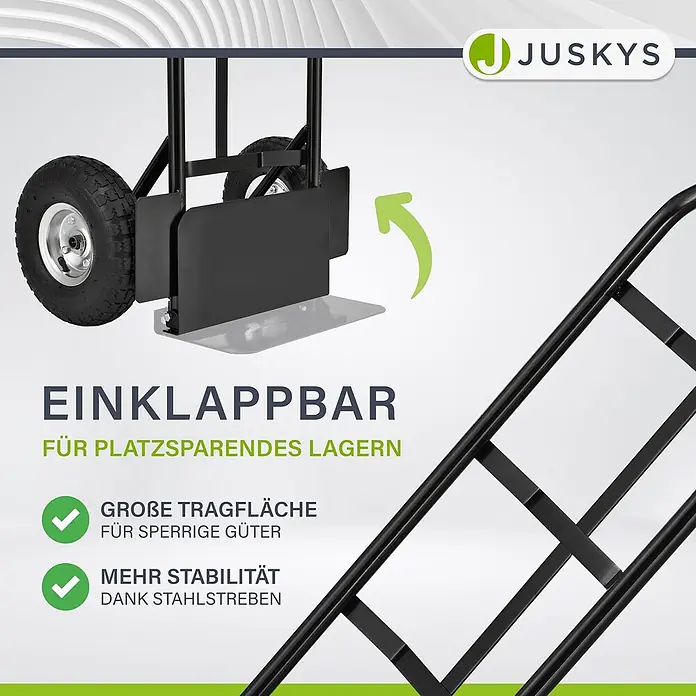 Sackkarre Basic in schwarz mit roten Griffen klappbar - 