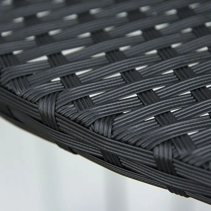 Outsunny Rattan Beistelltisch Schwarz L100 x B50 x H74 cm -  - Detail aus schwarzem, geflochtenem Kunstrattan.