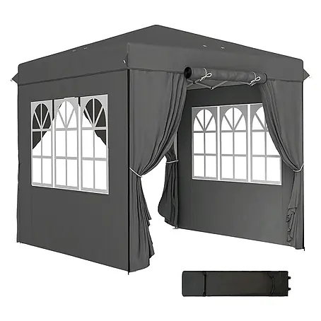 Outsunny  Faltpavillon Dunkelgrau, 250cm x 250cm x 268cm