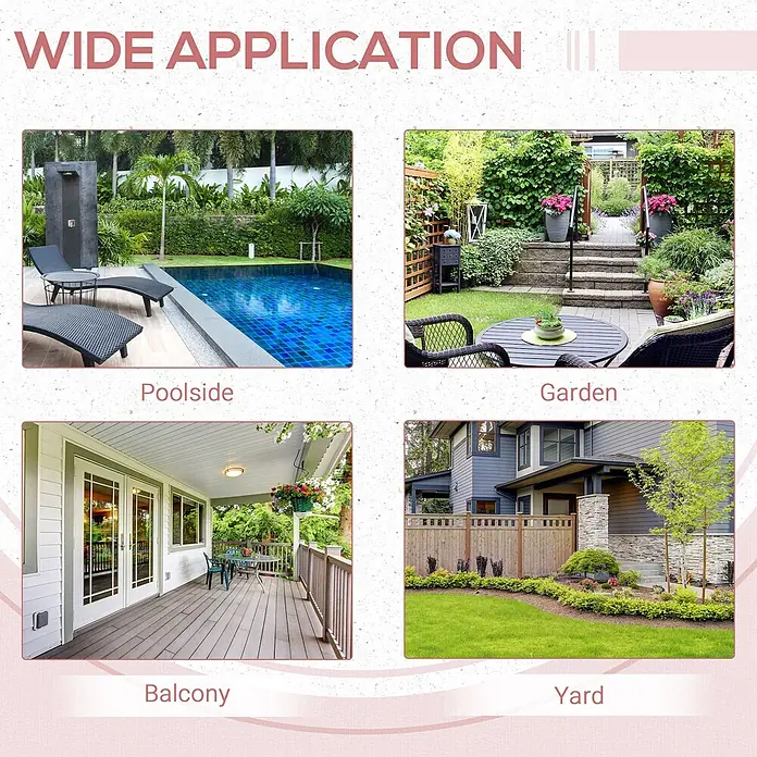 Outsunny Garten-Beistelltisch mit Stahlrahmen - Stahl, PE-Ratten, Klappbar, Quadratisch, Grau - Anwendungsbeispiele für Produkte im Außenbereich: Pool, Garten, Balkon und Hof.