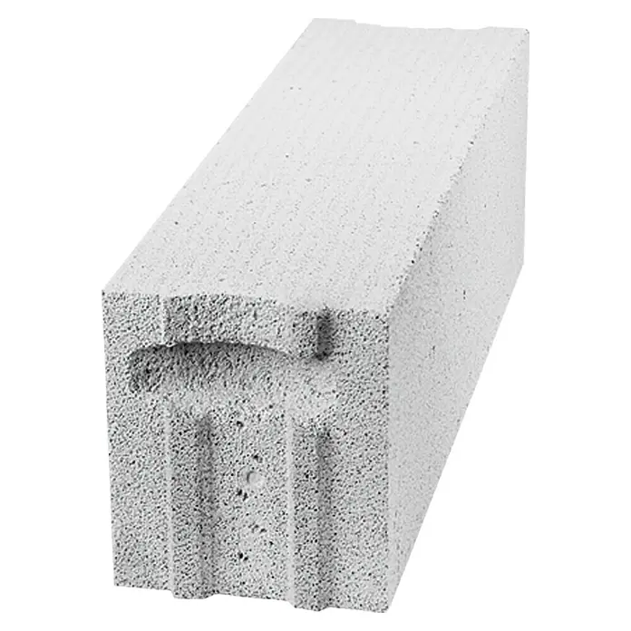 Ytong Porenbetonstein - 60 x 17,5 x 20 cm, Volle Palettenabnahme - Ein einzelner, weißer Porenbetonstein, der für den Bau von Wänden und Mauern verwendet wird. Er ist leicht und bietet gute Wärmedämmung.