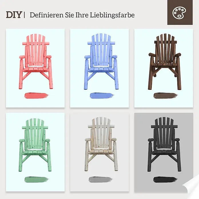 Outsunny Gartenstuhl Adirondack - 1 Stk., Tannenholz, Braun - Sechs Adirondack-Stühle in verschiedenen Farben (rot, blau, braun, grün, natur, schwarz) mit passenden Farbmustern zur Auswahl Ihrer Lieblingsfarbe.