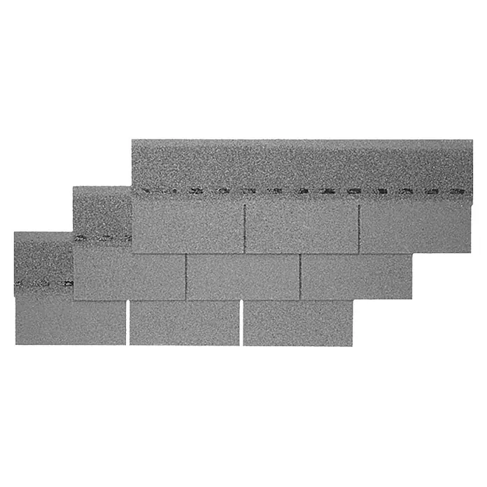 Rechteckschindel - Grau, 14 Stk., Bitumen - Diagonale Ansicht