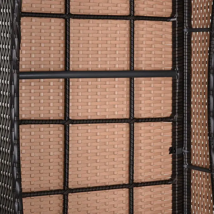 Outsunny Gartenliege - Kaffeebraun+Creme, Metall - Nahaufnahme von braunem und beigem geflochtenem Rattanmöbel mit schwarzem Metallrahmendetail.