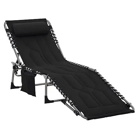 Outsunny  Gartenliege Schwarz, 188cm x 57cm x 30cm