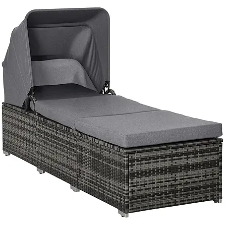Outsunny  Gartenliege Grau, 195cm x 65cm x 40cm