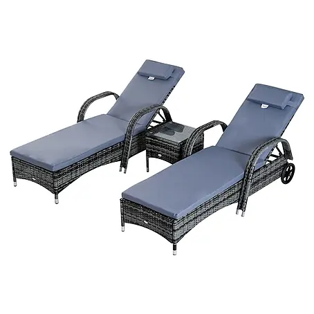 Outsunny  Gartenliege Grau, 200cm x 73cm x 103cm