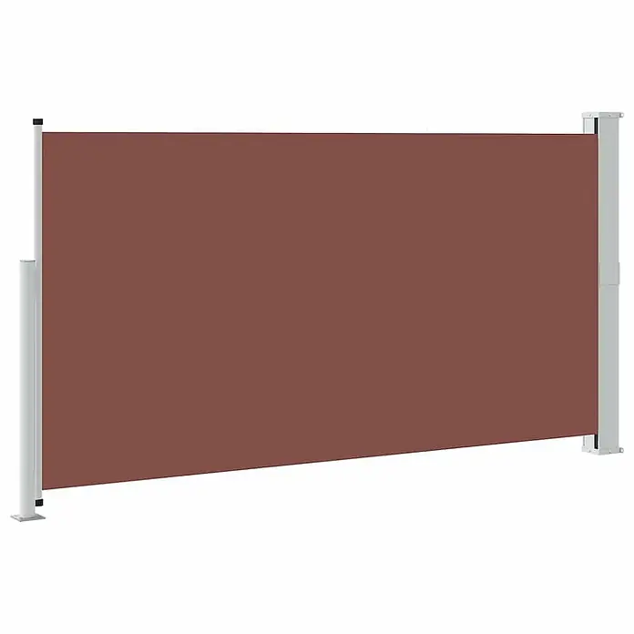 vidaXL Seitenmarkise Braun 300 x 300 x 170 cm Stoff -  - Braune ausziehbare Seitenmarkise mit silberfarbenen Metallpfosten.