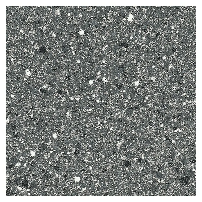 Resopal Umleimer - Black Granite, 182 x 4,4 cm - Nahaufnahme einer grauen Küchenarbeitsplatte mit kleinen weißen und schwarzen Sprenkeln, die eine robuste und stilvolle Oberfläche zeigt.