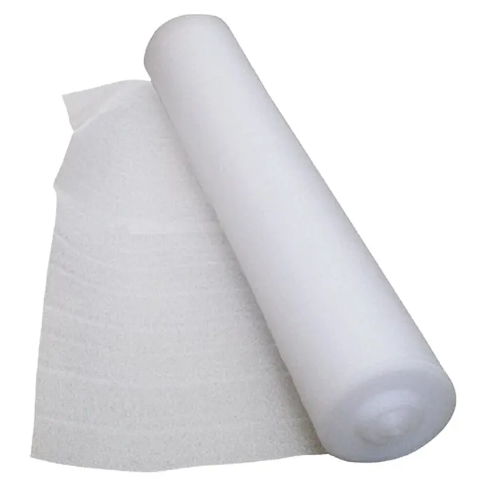 Base para suelo de polietileno - 25 m², Espesor: 2 mm - Rollo de acolchado de espuma blanca, ideal para amortiguar y envolver artículos.