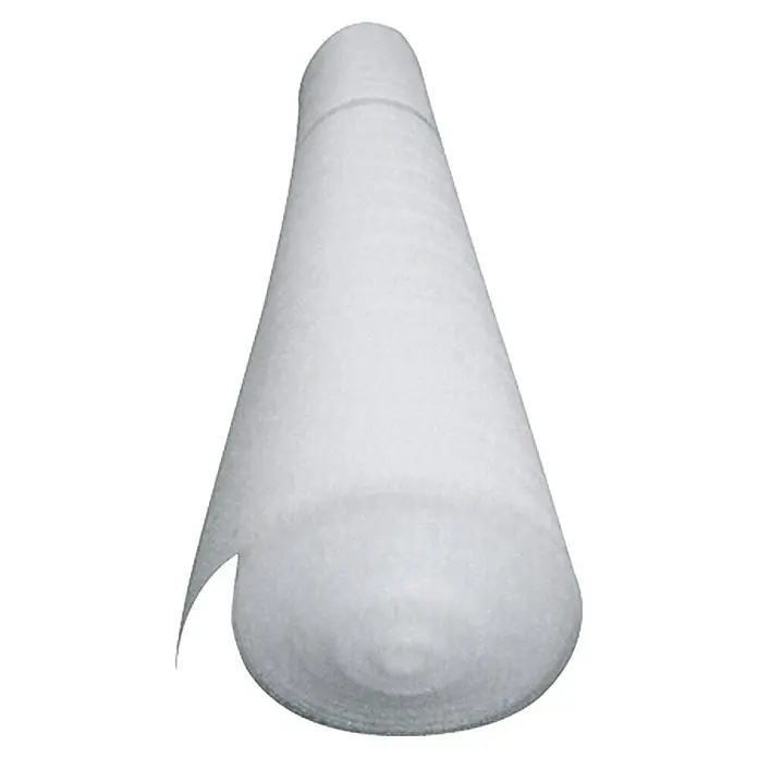 Base para suelo de polietileno - 25 m², Espesor: 2 mm - Foto de un rollo grande de material de espuma blanca, utilizado para tapicería o embalaje.