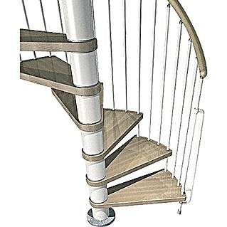 Fontanot Arké Escalera de caracol Klan (Diámetro: 160 cm, Blanco, Color peldaños: Haya clara, Altura de planta: 253 cm - 306 cm)