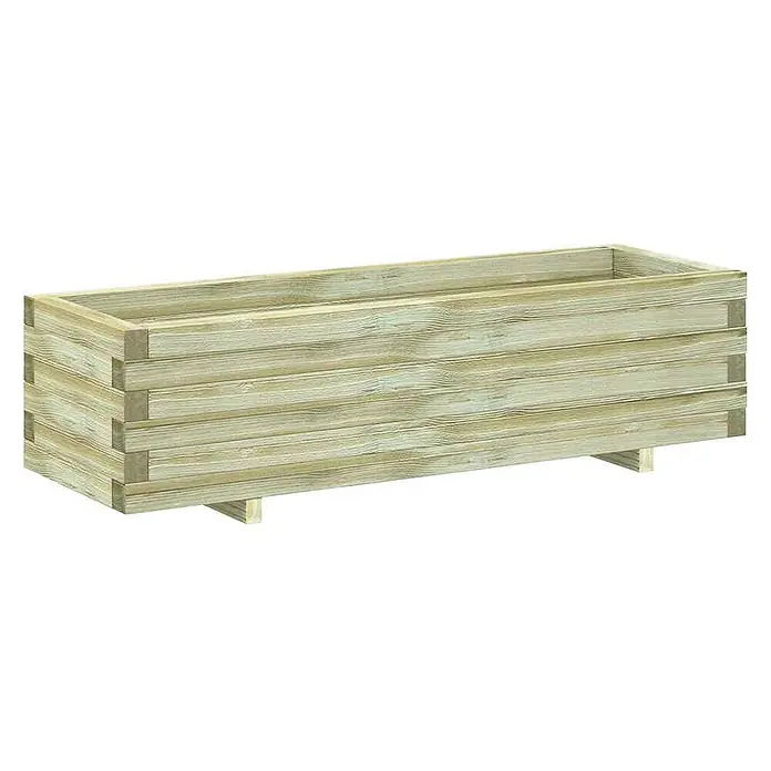 Furnicato Garten-Hochbeet Kiefernholz grün imprägniert 120 x 40 x 30 cm -  - Rechteckiger Pflanzkasten aus hellem, behandeltem Holz.