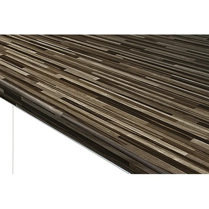 Resopal Basic Encimera de cocina al corte - Bluster Block, Espesor: 3,8 cm, Ancho: 60 cm - Primer plano de una encimera de cocina con decoración de madera. La encimera tiene un diseño moderno y elegante.
