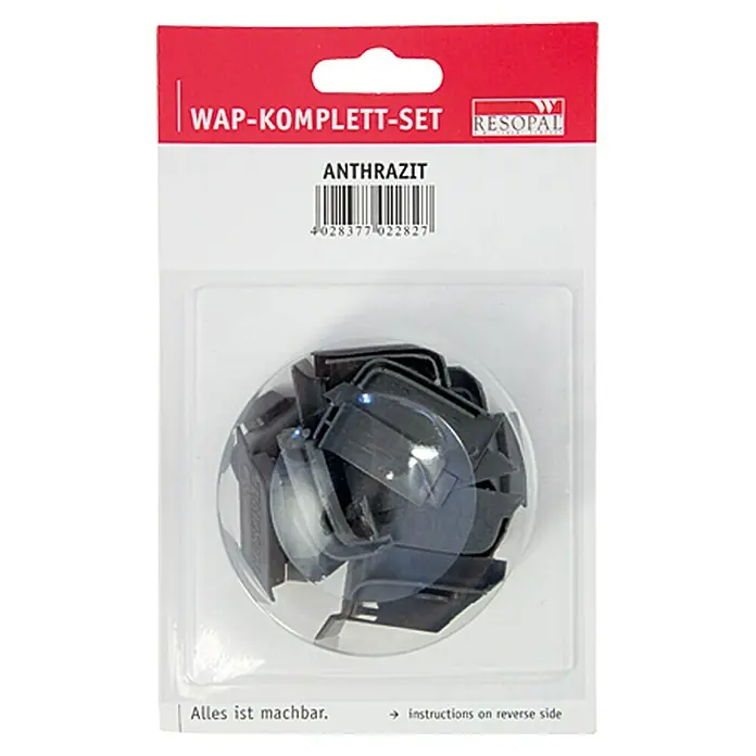 Resopal Kit de accesorios - Antracita, 14 pzs. - Kit completo WAP de Resopal en antracita, un paquete de accesorios de montaje para paneles y revestimientos de pared.