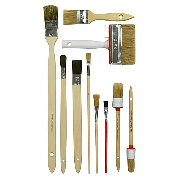 Pinsel-Set - 10 -tlg. - Sammlung verschiedener Pinselgrößen und -typen für Kunst und Handwerk, ideal für präzises Auftragen und detaillierte Arbeiten.