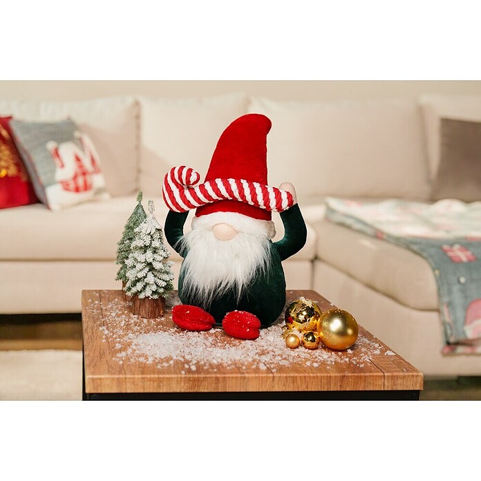 Dekofigur Weihnachtswichtel mit Zuckerstange (L x B x H: 22 x 14 x 41 cm, Polyester) | BAUHAUS