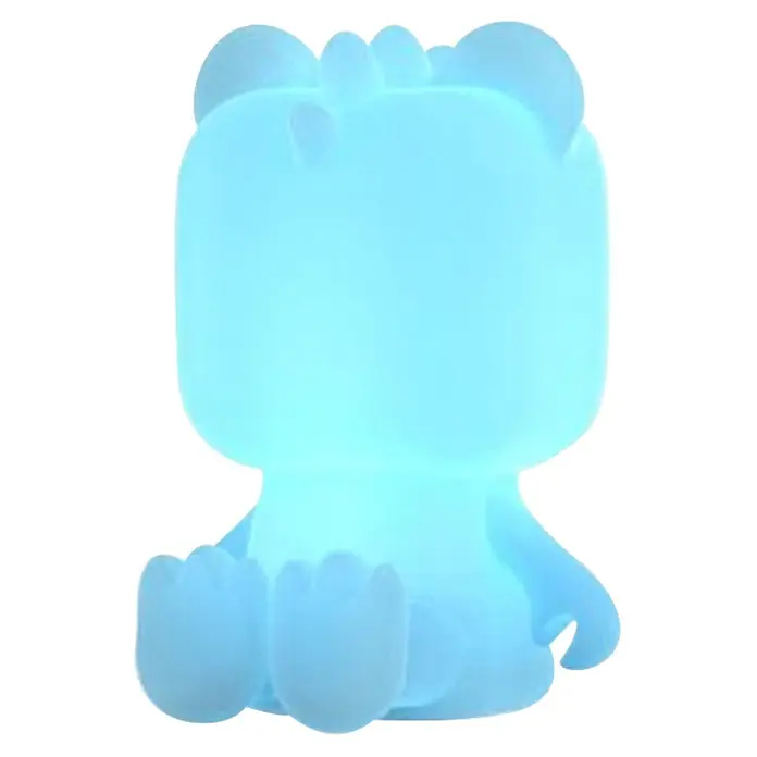 Mob Lámpara de sobremesa LED Cute Animal Dinosaurio - 1 W, L x An x Al: 10 x 8 x 14 cm, Blanco, Dinosaurio - Luz nocturna de animal de silicona azul brillante suave, sentada.
