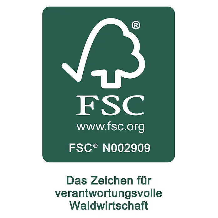 Teak Hochlehner Pisa für Garten wetterfest klappbar verstellbar -  - Grünes FSC-Logo mit Baumicon und Text, kennzeichnet verantwortungsvolle Waldwirtschaft.