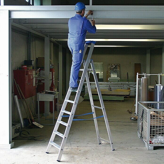 Krause Escalera de tijera (8 escalones, Altura de trabajo: 3,9 m, Aluminio)