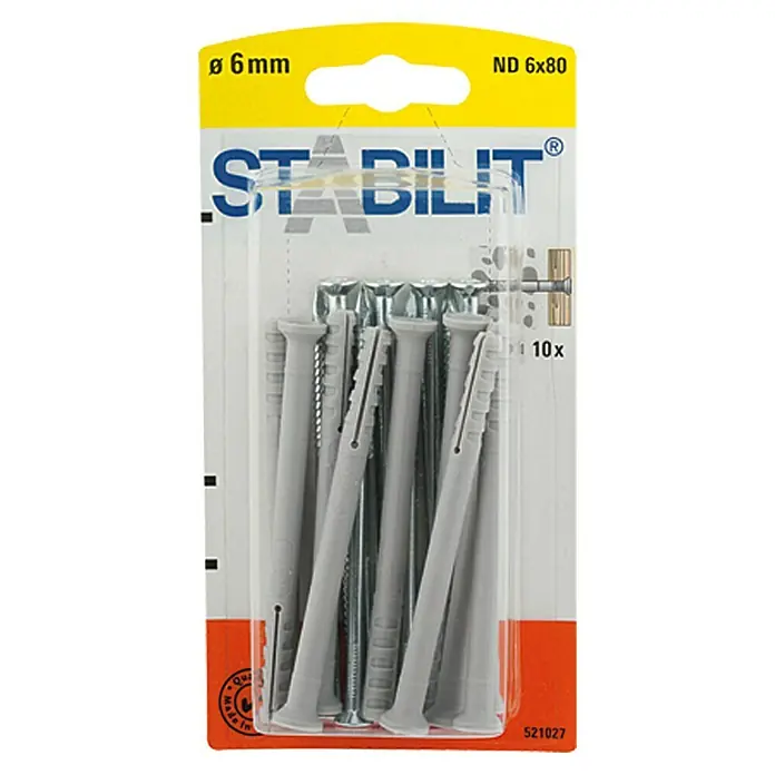 Stabilit Schlagdübel NDDurchmesser Dübel: 6 mm, Länge Dübel: 80 mm, Geeignet für: Vollbaustoffe & Mauerwerk, 10 Stk.