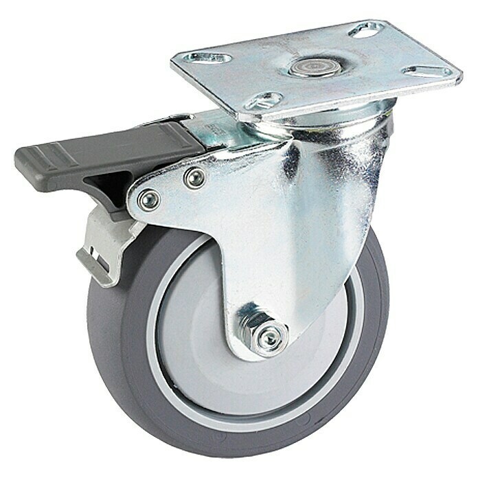 Stabilit Apparate-Lenkrolle (Durchmesser Rollen: 50 mm, Traglast: 45 kg, Kugellager, Mit Platte und Feststeller)