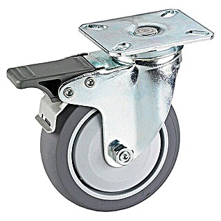 Stabilit Rueda giratoria para equipos (Diámetro ruedas: 75 mm, Capacidad de carga: 50 kg, Cojinete de bolas, Con placa y freno)
