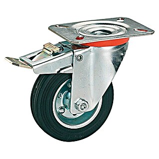 Stabilit Rueda de transporte industrial (Diámetro ruedas: 100 mm, Capacidad de carga: 70 kg, Rodamiento de rodillos, Con placa y freno)