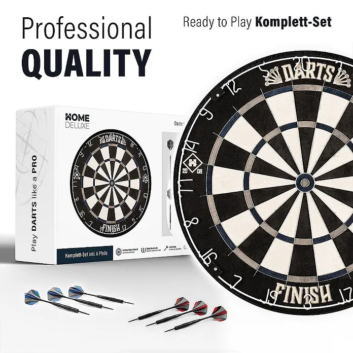 Home Deluxe Dartscheibe GOOD DARTS FINISH Modern mit Surround - 