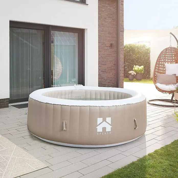 Home Deluxe Außen-Whirlpool SPLASH inkl. Abdeckung - Beige, Max. Personenzahl: 6 Stk.
