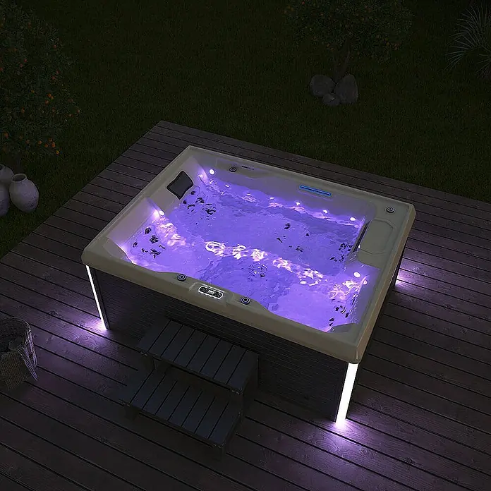 Home Deluxe Außen-Whirlpool STREAM inkl. Treppe und Thermoabdeckung - Anthrazit, Max. Personenzahl: 3 Stk.