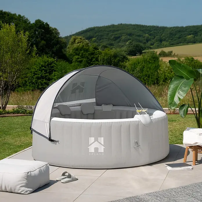 Home Deluxe Außen-Whirlpool SPLASH inkl. Kissen, Getränkehalter und Sonnendach - Grau, Max. Personenzahl: 6 Stk.
