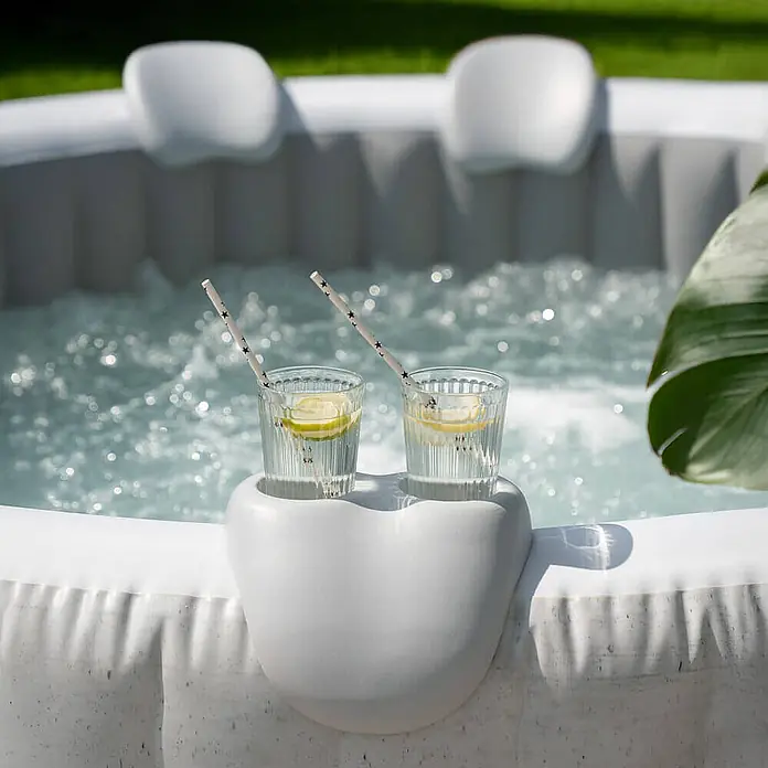 Home Deluxe Außen-Whirlpool SPLASH inkl. Kissen, Getränkehalter und Sonnendach - Beton, Max. Personenzahl: 6 Stk.
