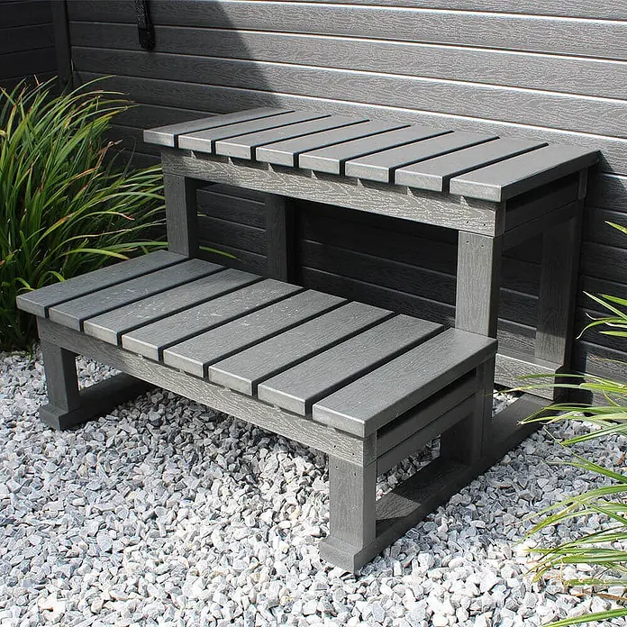 HOME DELUXE - Outdoor Whirlpool mit Treppe und Thermoabdeckung STREAM BIG - 207 x 207 cm für 5 Personen | Ausstattung: Mit Treppe und Thermoabdeckung - 